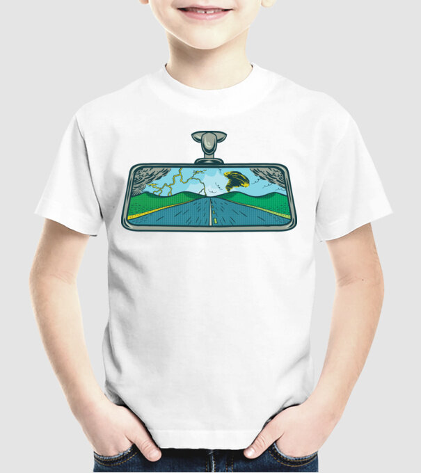 Oglindă retrovizoare model alb pe tricou