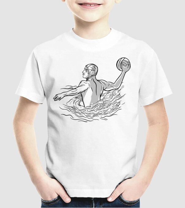 Jucător polo pe apă model alb pe tricou