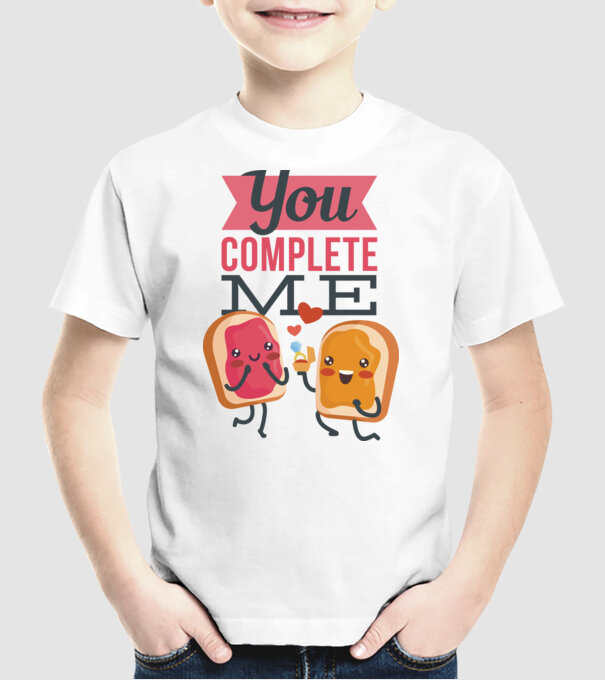 'You Complete Me Tricou drăguț pentru Valentine''s Day' model alb pe tricou