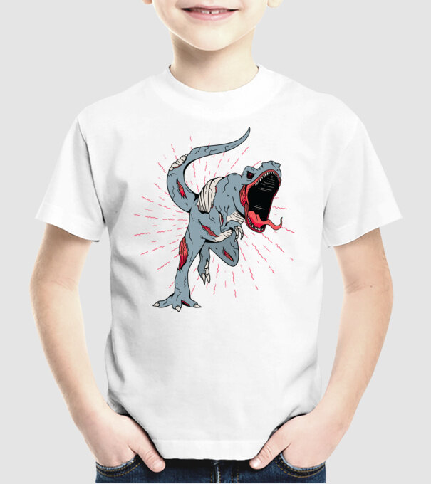 T-rex Zombie model alb pe tricou