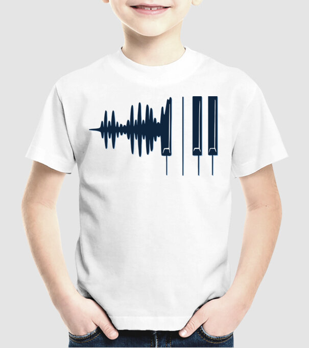 Clape de pian model alb pe tricou