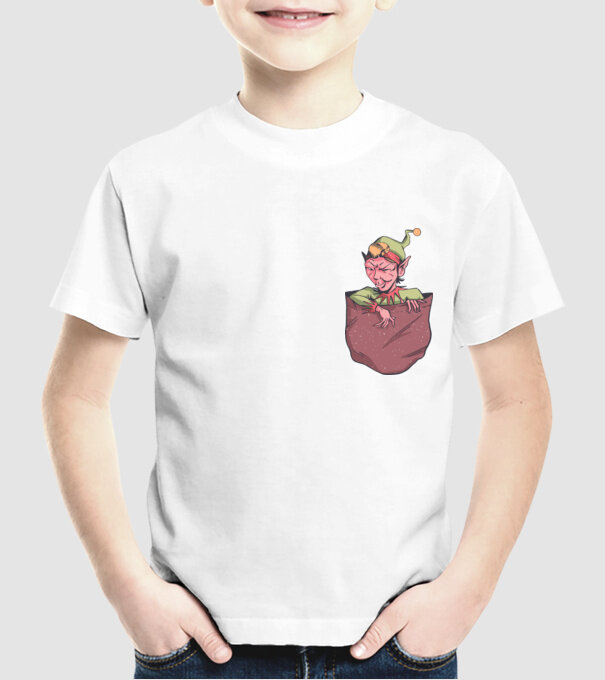 Elf de buzunar model alb pe tricou