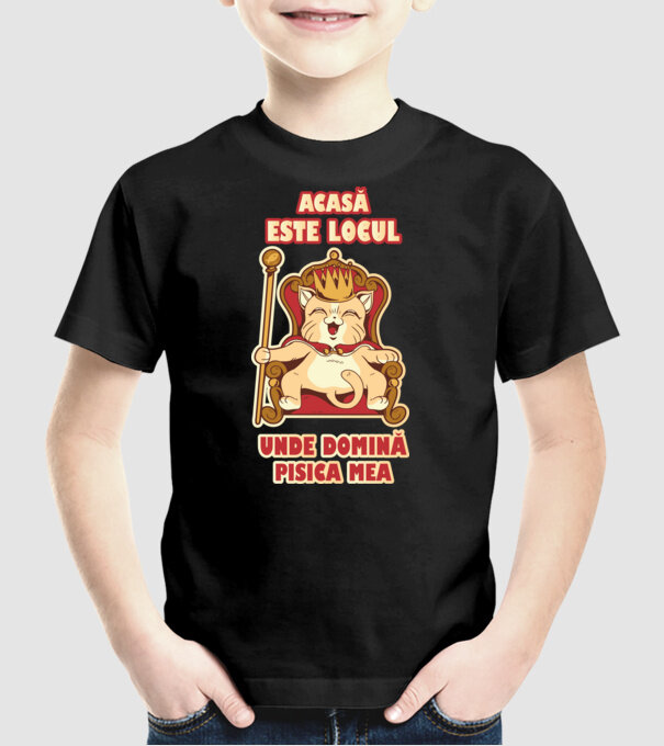 acasă este locul unde domină pisica mea model negru pe tricou
