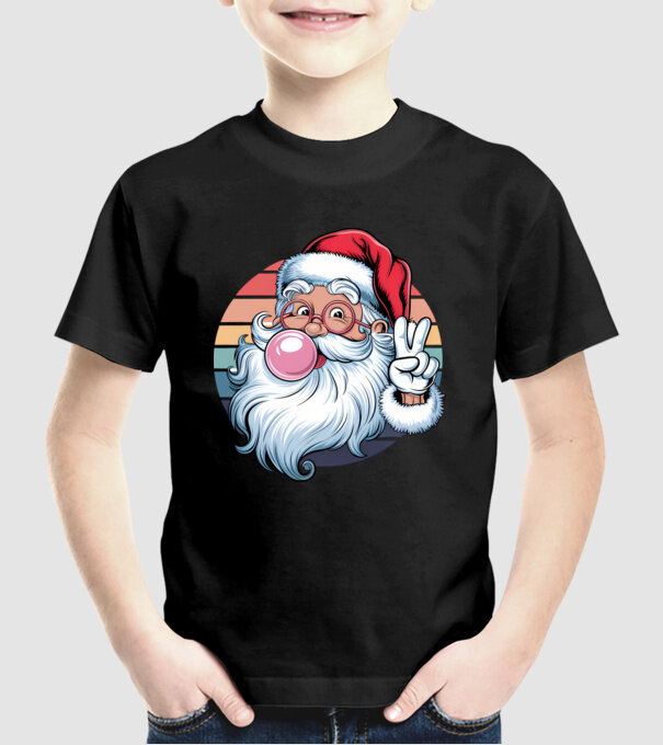 Bubble gum santa model negru pe tricou