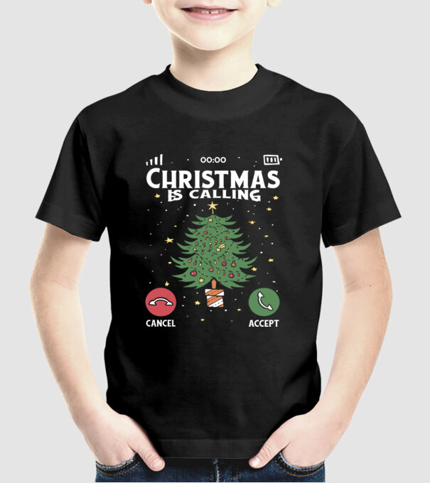 Christmas is calling model negru pe tricou