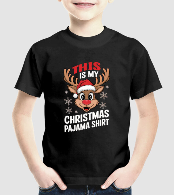 Christmas Pajama Reindeer Negru model negru pe tricou
