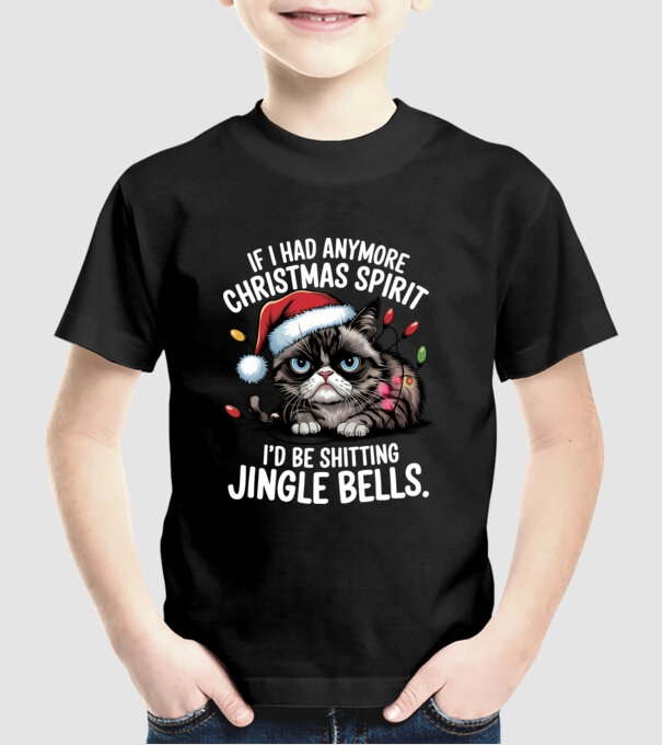 Christmas Spirit Grumpy Cat Negru model negru pe tricou