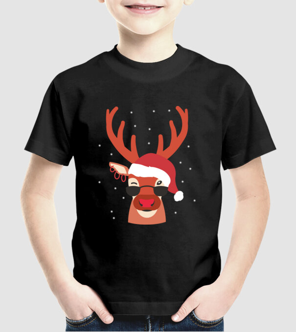 Cool Reindeer Rudolph model negru pe tricou