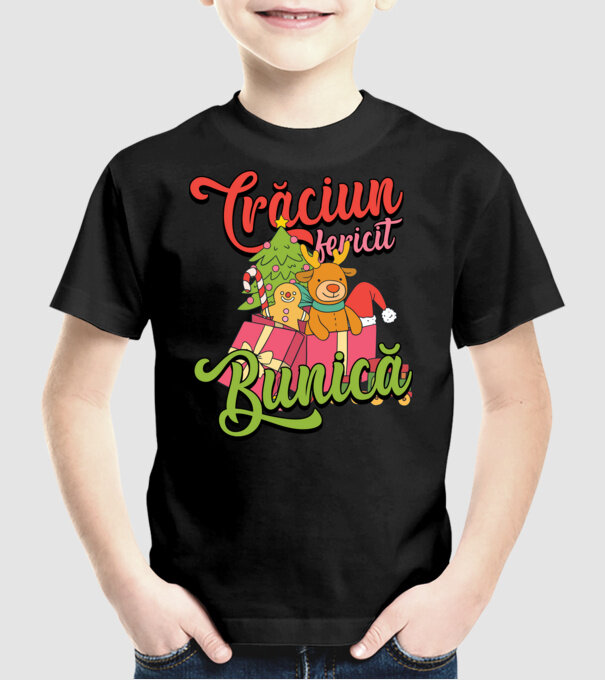 CRĂCIUN FERICIT BUNICĂ model negru pe tricou