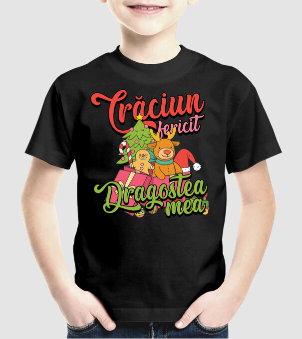 CRĂCIUN FERICIT DRAGOSTEA MEA model negru pe tricou