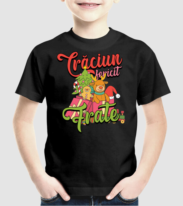 CRĂCIUN FERICIT FRATE / SORĂ model negru pe tricou