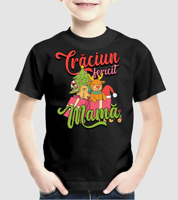CRĂCIUN FERICIT MAMĂ model negru pe tricou
