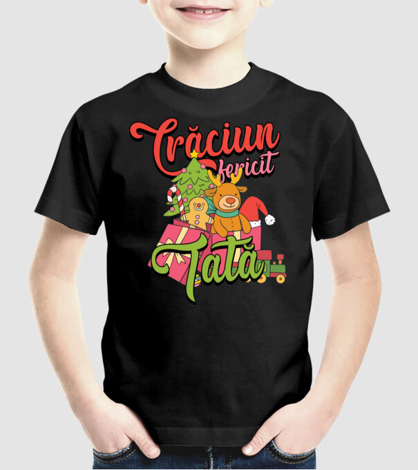 CRĂCIUN FERICIT TATĂ model negru pe tricou
