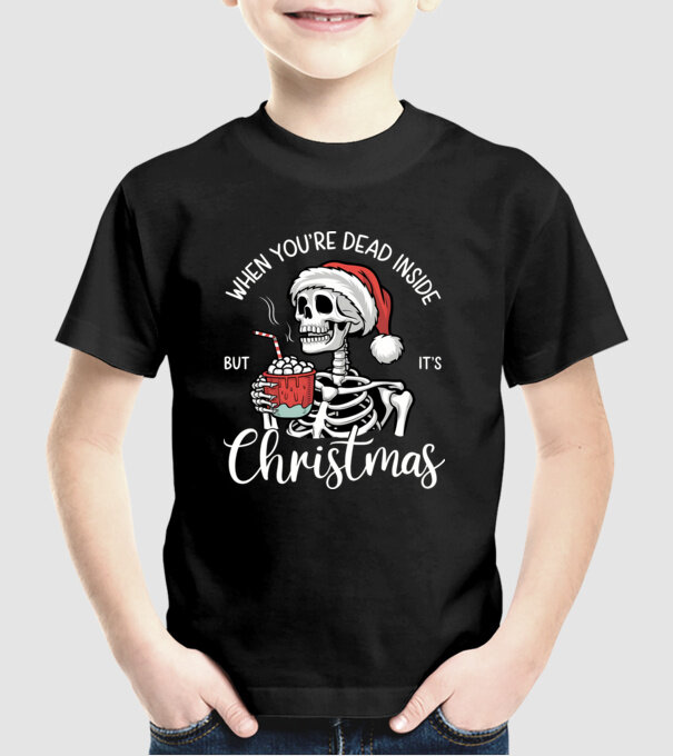 Dead inside, but it's christmas Negru model negru pe tricou