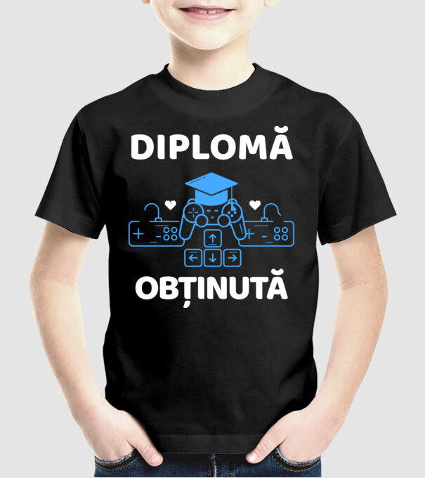 Diplomă obținută model negru pe tricou