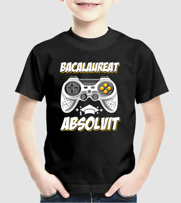 Gameri şcoală Bacalaureat model negru pe tricou