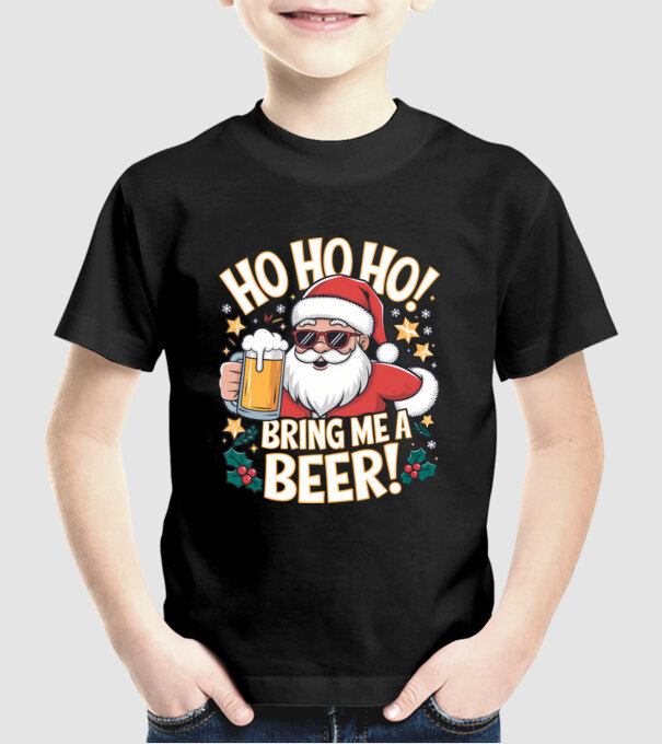 HO HO HO bring me a BEER santa Negru model negru pe tricou