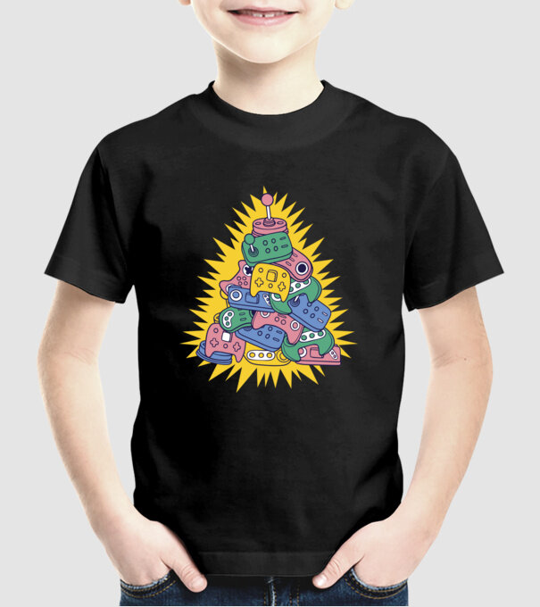 Joystick pom de Crăciun model negru pe tricou