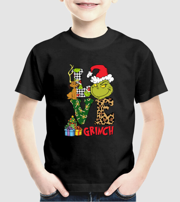 Love Grinch model negru pe tricou