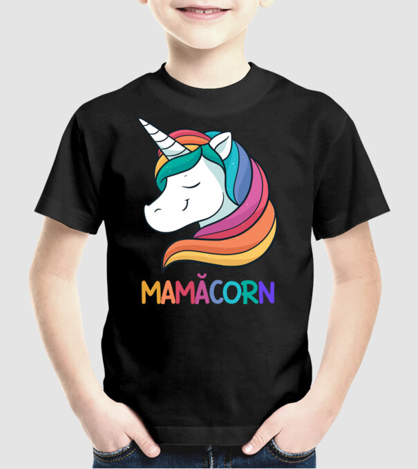 mamăcorn model negru pe tricou