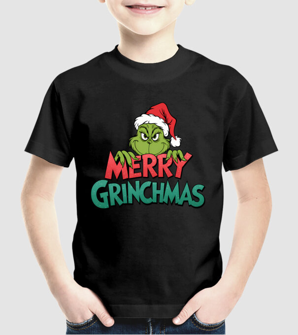 Merry Grinchmas model negru pe tricou