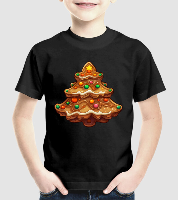 pom de Crăciun din turtă dulce model negru pe tricou