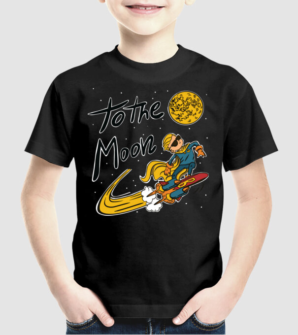 To the Moon Bitcoin model negru pe tricou