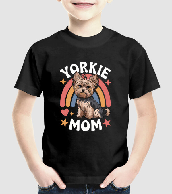 Yorkie Mom Negru model negru pe tricou
