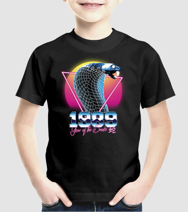 1989 Year of the Snake model negru pe tricou