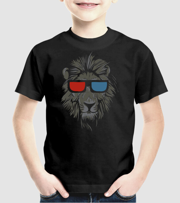 Leu 3d model negru pe tricou