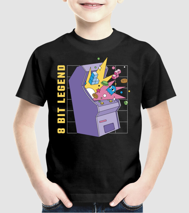 8 Bit Legendă Arcade Slot Machine model negru pe tricou