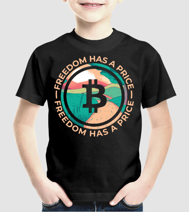 Libertatea are preț Bitcoin model negru pe tricou