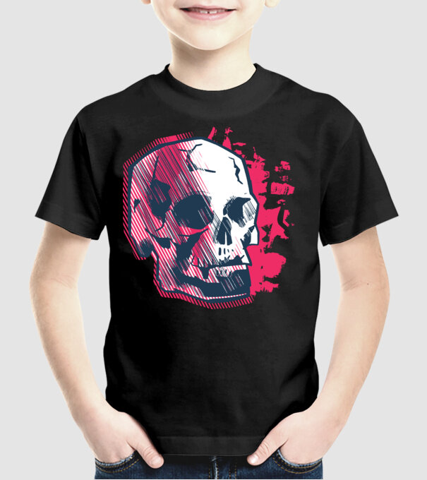 Craniu abstract model negru pe tricou