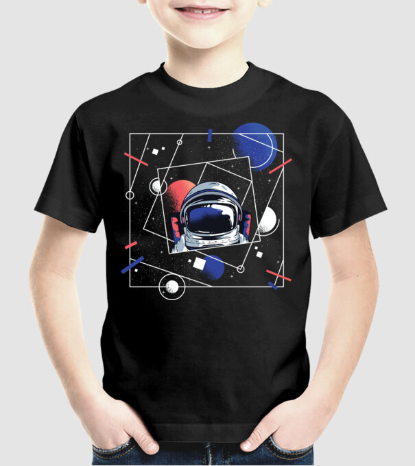 Astronaut univers abstract model negru pe tricou