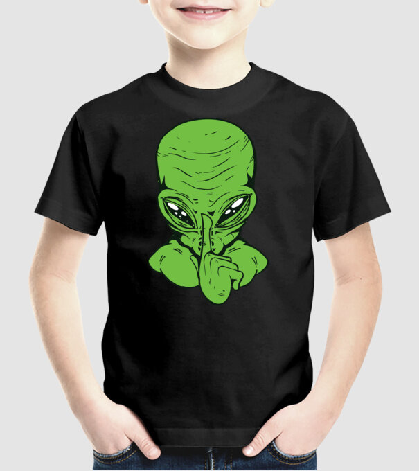 Alien Psst model negru pe tricou