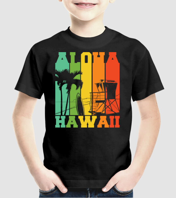 Aloha Hawaii model negru pe tricou