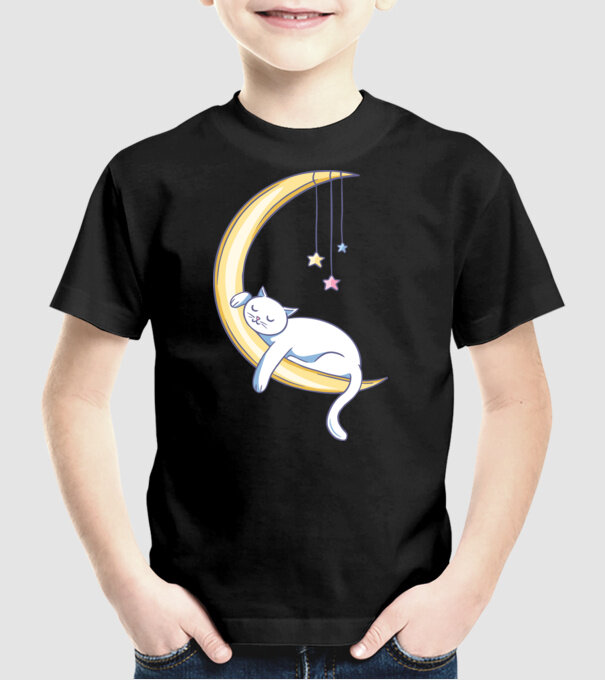 Pisicuța dormind model negru pe tricou