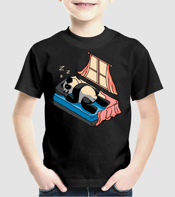 Panda dormind model negru pe tricou