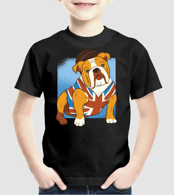 Bulldog englezesc model negru pe tricou
