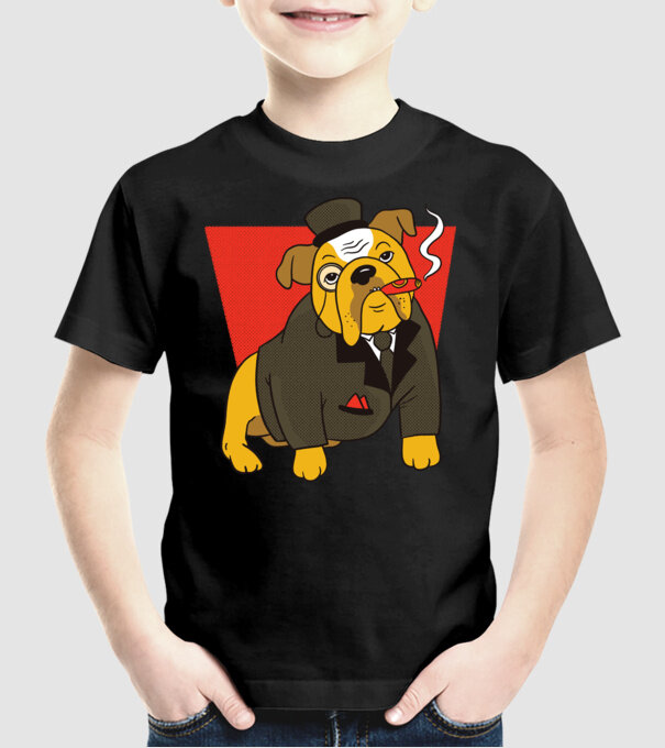 Bulldog englezesc cu trabuc model negru pe tricou