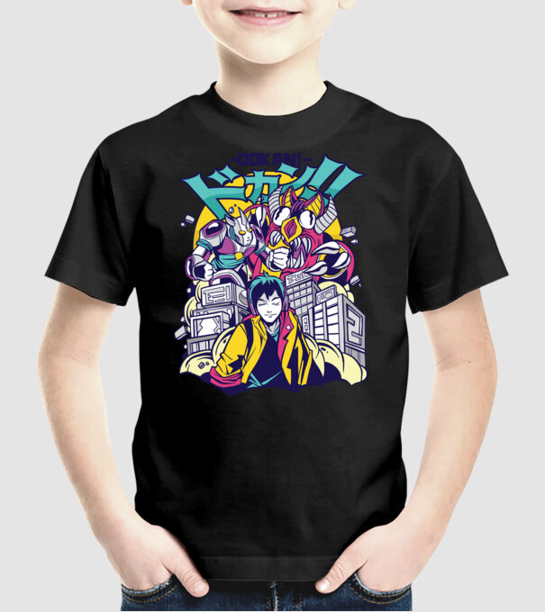 Anime Godzilla model negru pe tricou