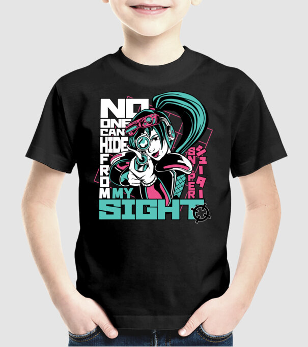 Anime Fată Lunetistă model negru pe tricou