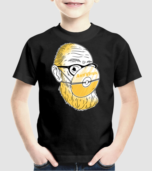 Antivirus model negru pe tricou