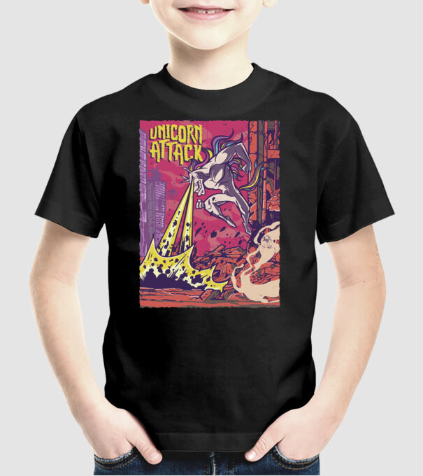 Atacul Unicornului model negru pe tricou