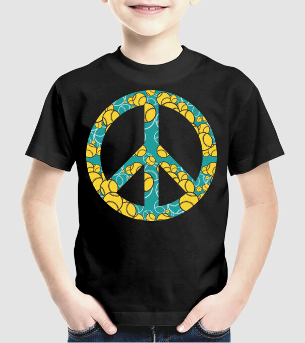 Simbol Baseball Peace model negru pe tricou