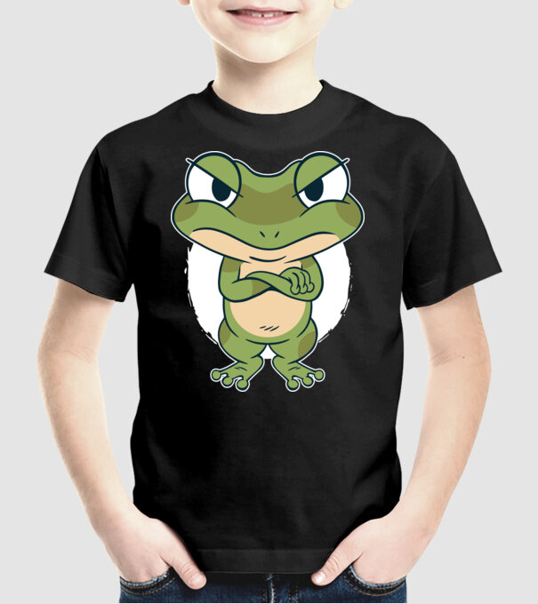 Broască model negru pe tricou