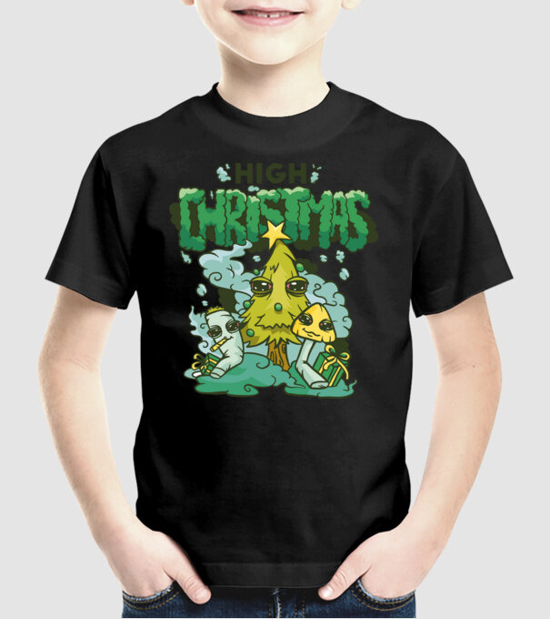Crăciun drogat model negru pe tricou