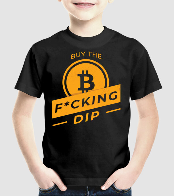 Bitcoin - Buy the fucking dip model negru pe tricou
