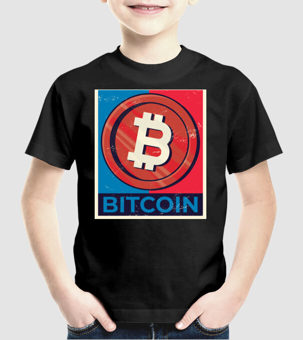 Bitcoin Criptomonedă model negru pe tricou