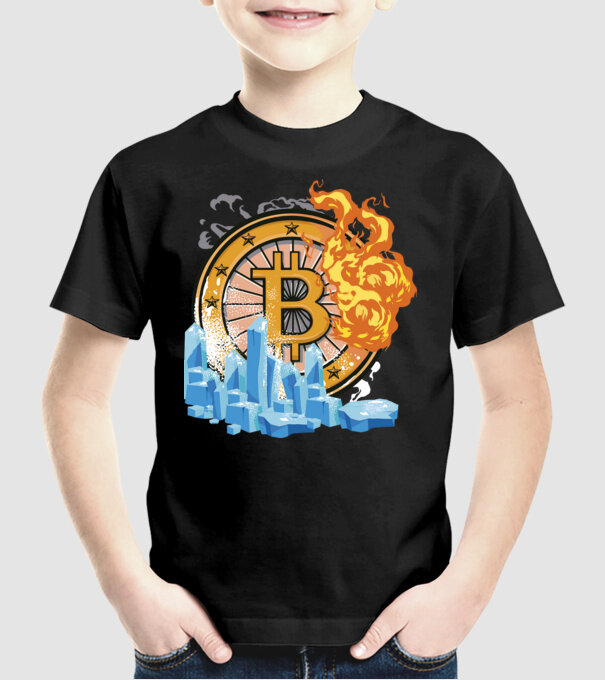 Logo Bitcoin model negru pe tricou